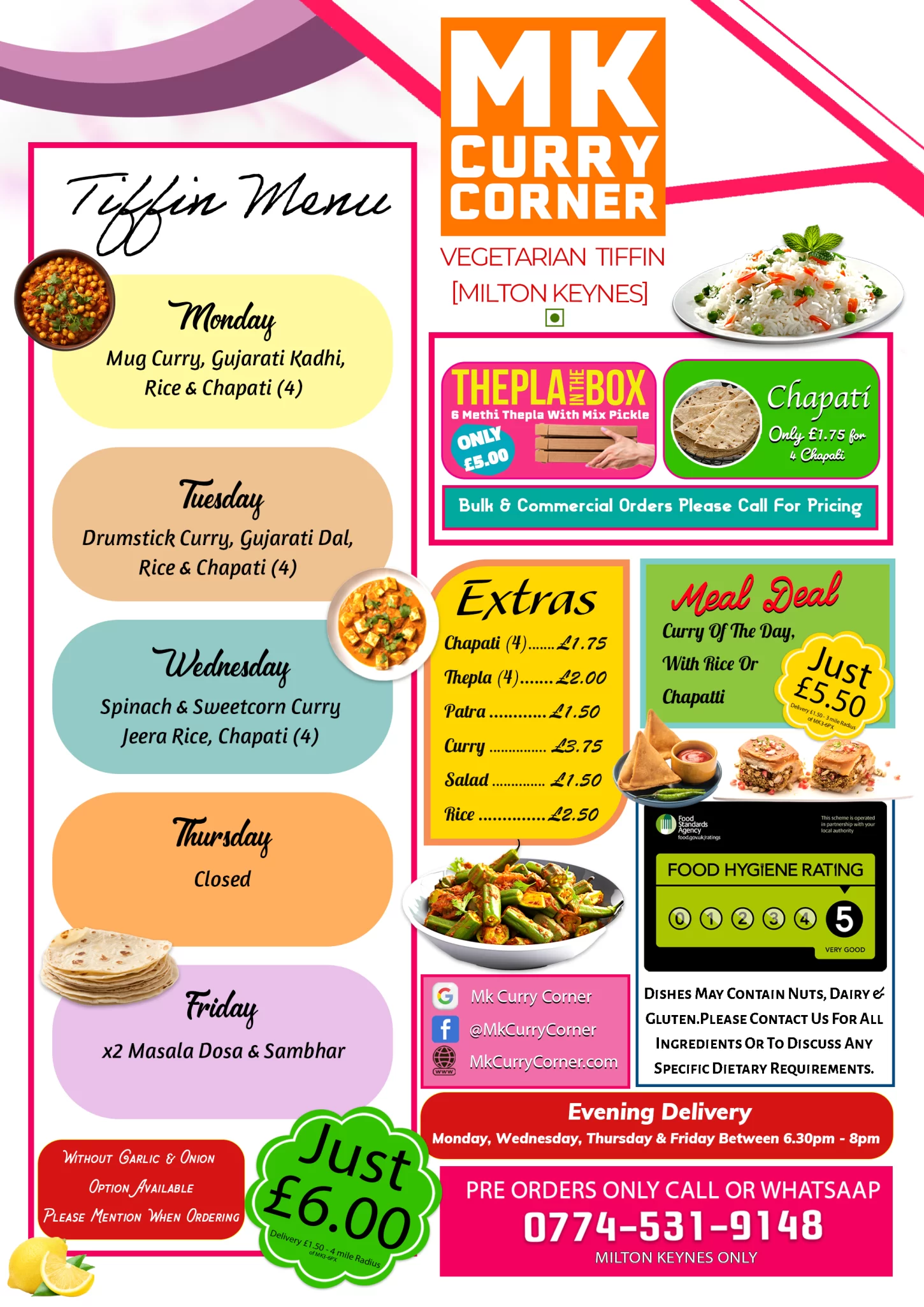 Mk Curry Corner Vegeterian Tiffin Service. Milton Keynes Vegeterian Tiffin Service.